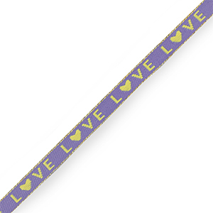 Nastro con testo "love" viola lavanda