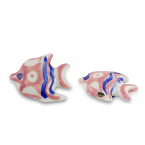 Perline di ceramica pesce rosa vintage-blu reale