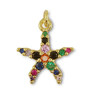 Metallo TQ in ottone ciondolo stella marina oro-multicolore