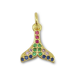 Metallo TQ in ottone ciondolo coda oro-multicolore