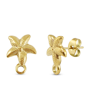 Componenti in acciaio inossidabile orecchini stella marina con anellino oro