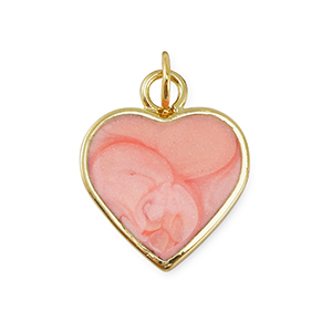 Metallo TQ in ottone ciondolo cuore oro-rosa chiaro marmo