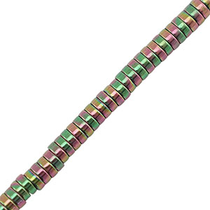 Perline di ematite disco 3mm verde-rosa-rivestimento AB