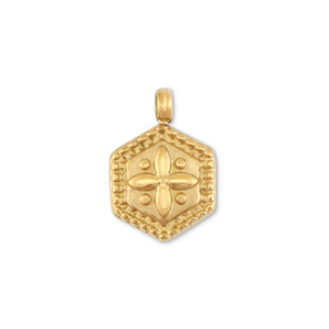 Ciondoli in acciaio inossidabile pentagramme con fiore oro