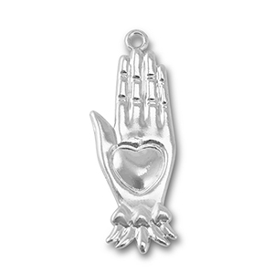 Ciondoli di metallo mano con cuore argento