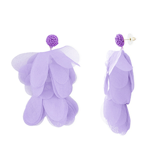 Orecchini alla moda chiffon fiore lavanda-oro