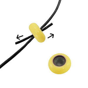 Chiusura con perline scorrevoli smalto 10x4mm giallo