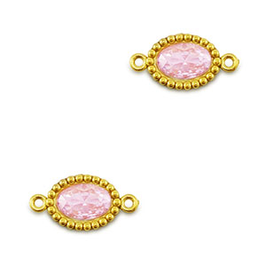 Distanziatore in acciaio inossidabile zircone ovale oro-rosa chiaro