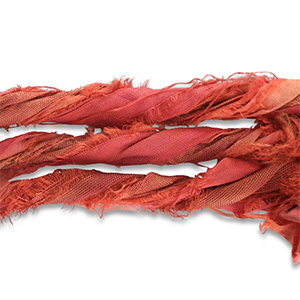 Nastri di seta sari rosso ruggine-verde