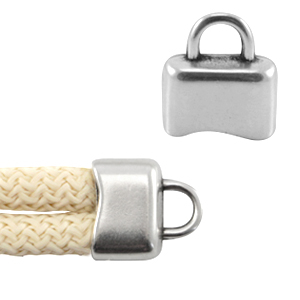 Terminali di metallo DQ con anellino per cordoncino 5mm argento antico