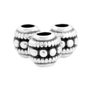 Perline di metallo DQ 6mm con decoro argento antico (privo di nichel)