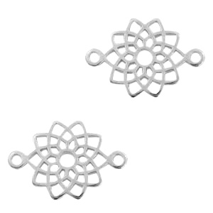 Ciondoli di metallo DQ distanziatore a forma di mandala argento antico (privo di nichel)