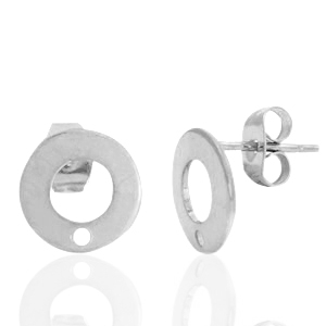 Orecchini in acciaio inossidabile 10mm con anellino argento