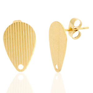 Orecchini in acciaio inossidabile goccia con anellino oro