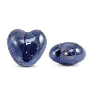 Perline di ceramica greca DQ cuore blu scuro