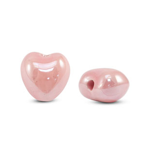 Perline di ceramica greca DQ cuore rosa