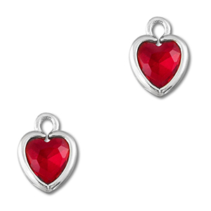 Pendenti di vetro Crystal Glass cuore rosso-argento