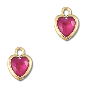 Pendenti di vetro Crystal Glass cuore rosa scuro-oro