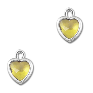 Pendenti di vetro Crystal Glass cuore giallo-argento