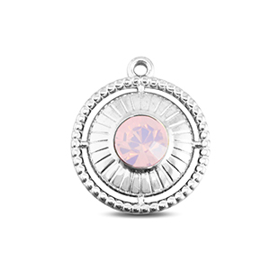 BY31&reg; Ciondoli in acciaio inossidabile tonda con anello argento-rosa opale delicata