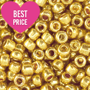 Perline di vetro rocailles 6/0 (4 mm) oro giallo metallico luminoso