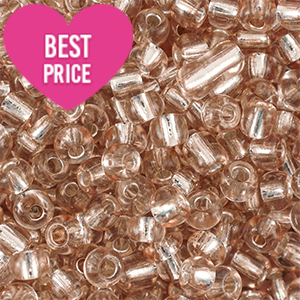 Perline di vetro rocailles 6/0 (4mm) beige semolina chiaro rivestimento argentato