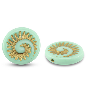 Perline Rep. Ceca fossil shell 18mm verde menta-oro