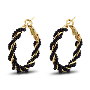 Orecchini alla moda perline spirale nero-oro