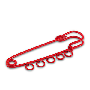 Componenti colorati spilla decorativa con 5 anellini rosso