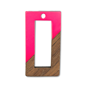 Pendenti di legno rettangolo rosa neon-marrone
