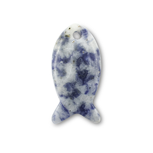 Perline in pietra naturale sodalite e microclino pesce blu-bianco