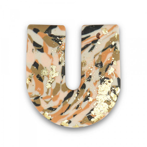 Pendenti di polimero a forma di U marrone-rosa-bianco-oro