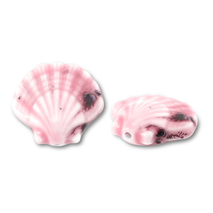 Perline di ceramica conchiglia rosa-blu-rosso