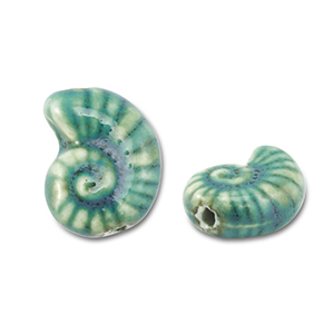 Perline di ceramica conchiglia blu ottanio