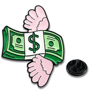 Pins denaro volante verde-rosa-bianco