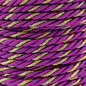 Cordoncino alla moda spirale 3mm viola magenta-oro