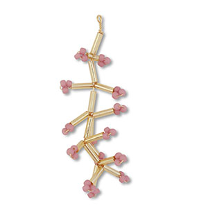 Pendenti con perline di vetro fiore oro-malva