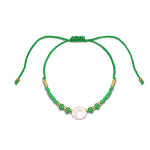 Braccialetti alla moda perline miste verde-bianco-oro