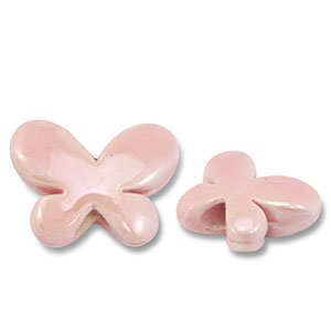 Perline di ceramica greca DQ farfalla rosa chiaro
