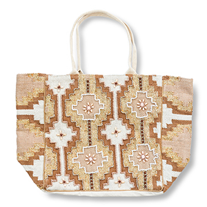 BY31&reg; Borsa da spiaggia beige-marrone-oro