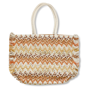 BY31&reg; Borsa da spiaggia beige-marrone-oro