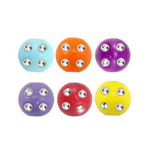 Perline in acrilico con look strass multicolore-argento