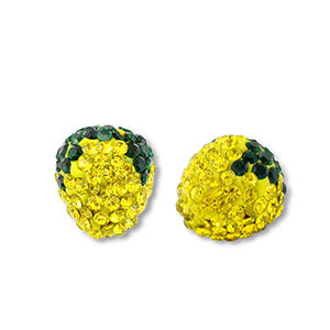 Perline in acrilico con strass limone giallo-verde scuro