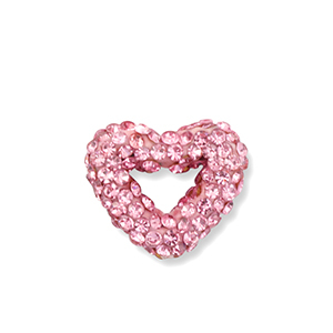 Perline in acrilico con strass cuore rosa chiaro