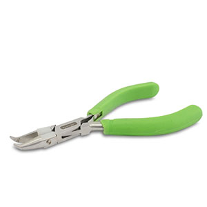 Beadalon pinza punta piatta curva con molla verde-argento