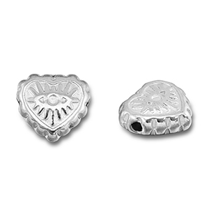 Perline in acciaio inossidabile cuore Occhio della Provvidenza argento