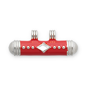 Message beads ciondoli in acciaio inossidabile argento-rosso-trasparente
