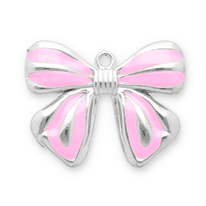 Ciondoli in acciaio inossidabile fiocco argento-rosa