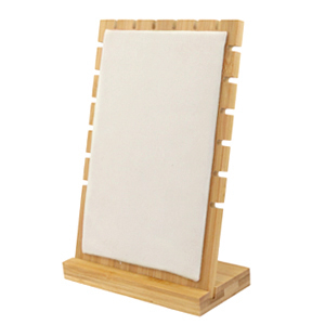 Espositore per bigiotteria in Bamb&ugrave; con velluto per collane naturale-bianco