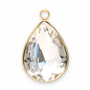 Ciondoli in acciaio inossidabile sfaccettato goccia oro-cristallo